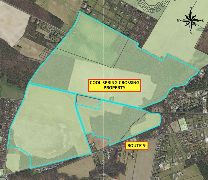 The 637 acres of property for Cool Spring Crossing includes connections with Route 9, Log Cabin Road, Hudson Road and Cool Spring Road west of Lewes. PLUS GRAPHIC